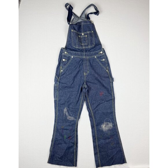 TOMMY JEANS Overalls Vintage Jeans Size S Womens Blue Denim *‎ Hand Painted - Picture 1 of 9